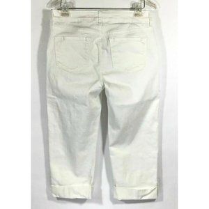 NYDJ / 5-Pocket Bling Cuff / Crop Capri / White Stretch Jeans / Women's Size 8